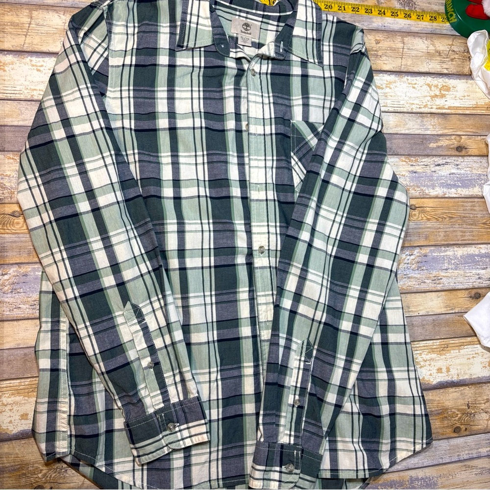 Timberland Slim Fit  Long Sleeve Plaid Jersey Lined Button Down Shirt Men's XXL